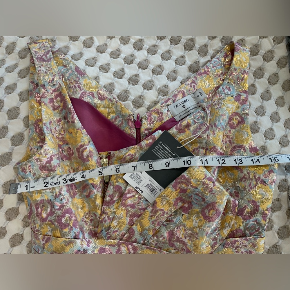 NWT! Zac Posen gold brocade dress with bow 4 - Picture 9 of 11